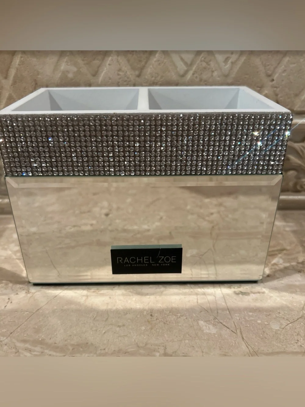 Bella Lux Mirrored Dual Toothbrush Holder